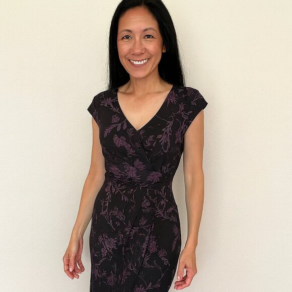 Glamour Black, Purple, and Red Metallic Sheath Dress V-Neck Sleeveless NWT SZ 8 - Picture 1 of 11